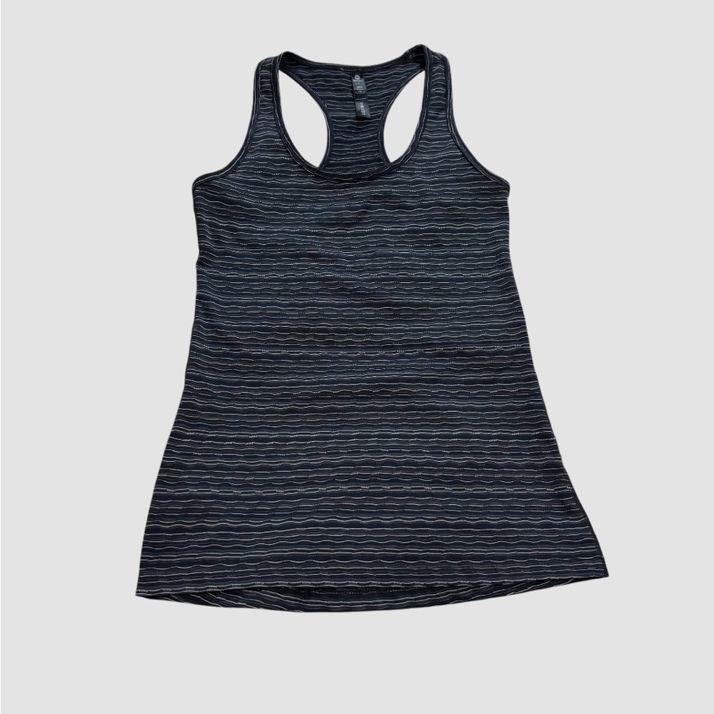 90 Degree by Reflex Women's Medium Black Gray White Stripe Racerback Tank Top